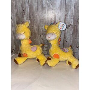 Set of 2 Magic Years Plush Yellow Giraffe Musical Light-Up Toy Nursery